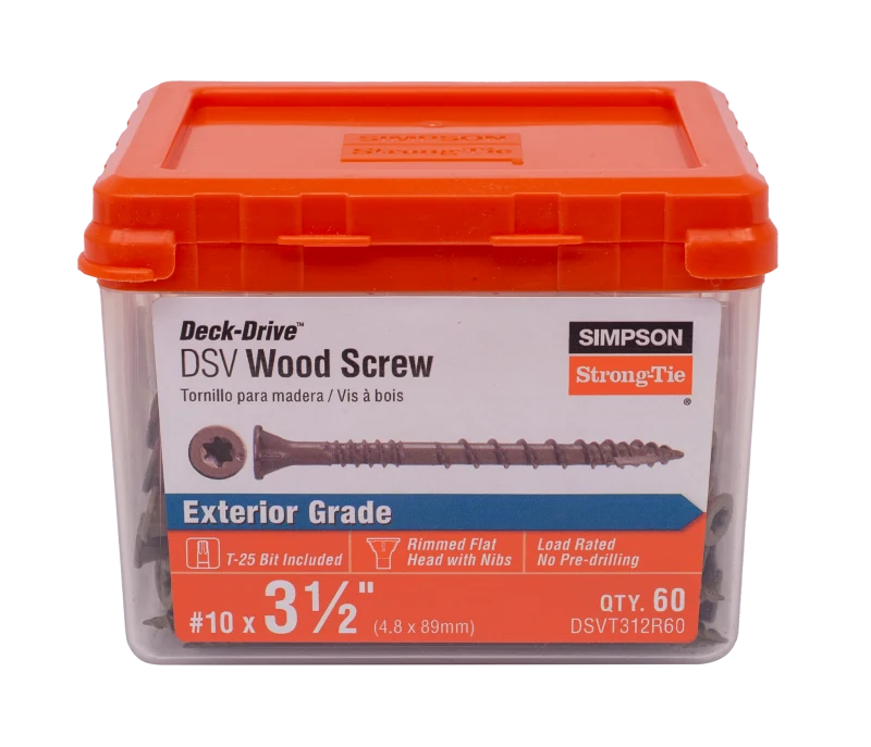 Simpson Strong-Tie DSVT312R60 Deck-Drive™ DSV WOOD Screw — #10 x 3-1/2 in. T25, Flat Head, Quik Guard®, Tan (60-Qty)