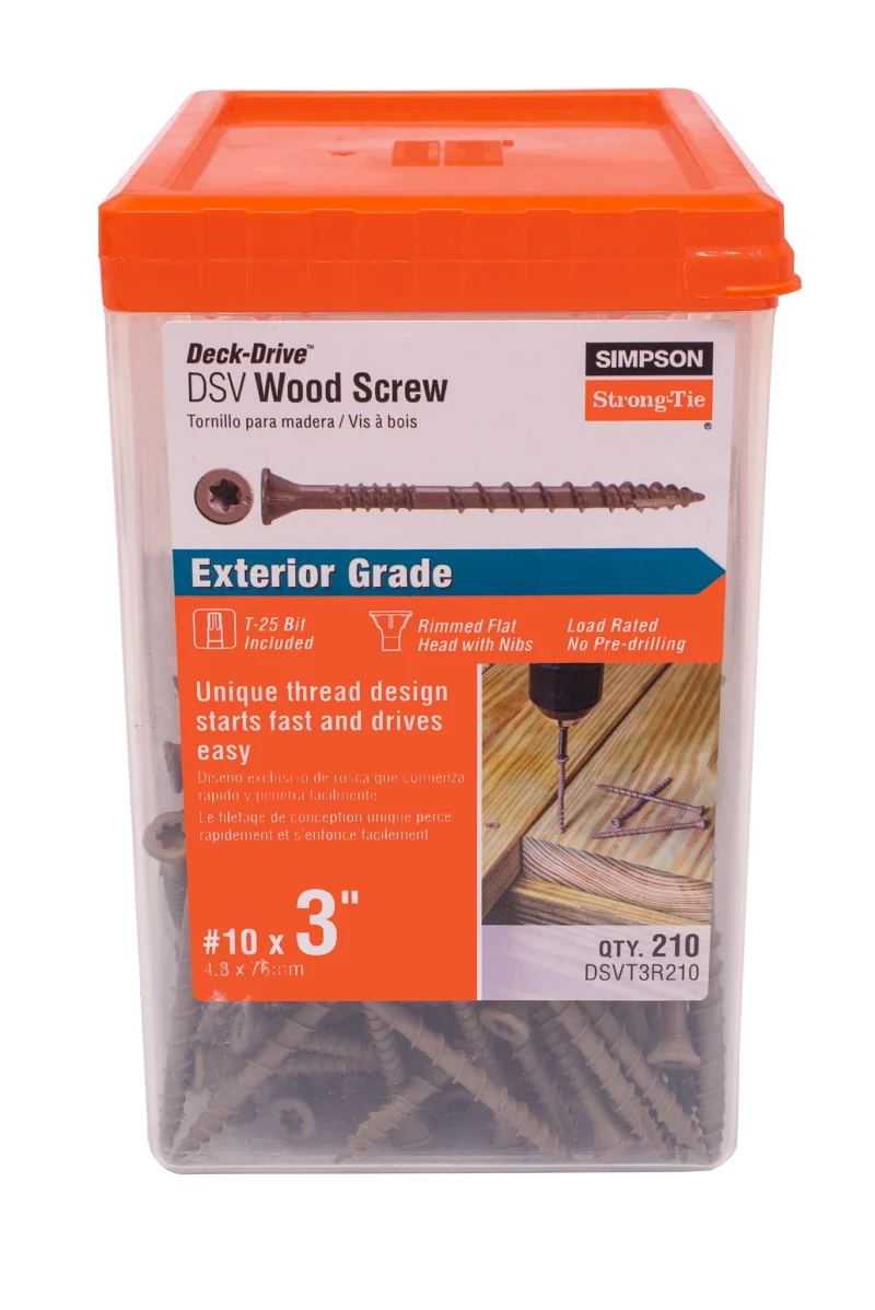 Simpson Strong-Tie DSVT3R210 Deck-Drive™ DSV WOOD Screw — #10 x 3 in. T25, Flat Head, Quik Guard®, Tan (210-Qty)