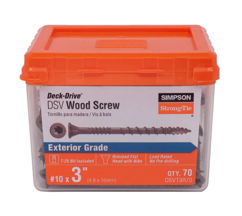 Simpson Strong-Tie DSVT3R70 Deck-Drive™ DSV WOOD Screw — #10 x 3 in. T25, Flat Head, Quik Guard®, Tan (70-Qty) (Pack of 1620)