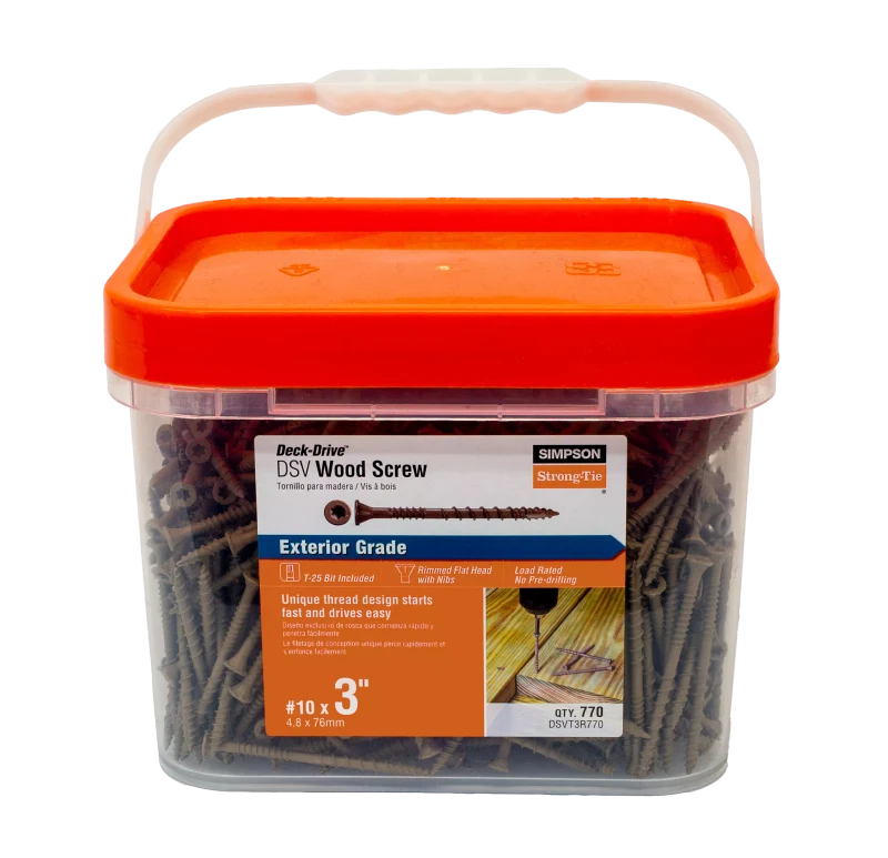 Simpson Strong-Tie DSVT3R770 Deck-Drive™ DSV WOOD Screw — #10 x 3 in. T25, Flat Head, Quik Guard®, Tan (770-Qty) (Pack of 4)