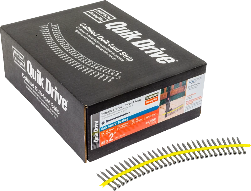 Simpson Strong-Tie DTHQ2S Trim-Head Screw, Type-17 Point — #8 x 2 in. #2U Square Drive, Quik Guard® (2000-Qty)
