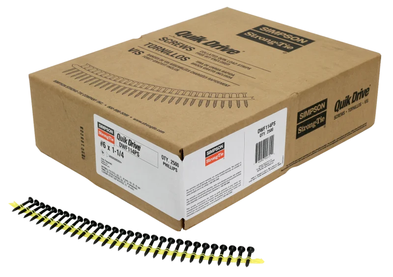 Simpson Strong-Tie DWF114PS DWF Drywall-to-CFS Screw (Collated) — #6 x 1-1/4 in. #2 Phillips Bugle Head (2500-Qty)
