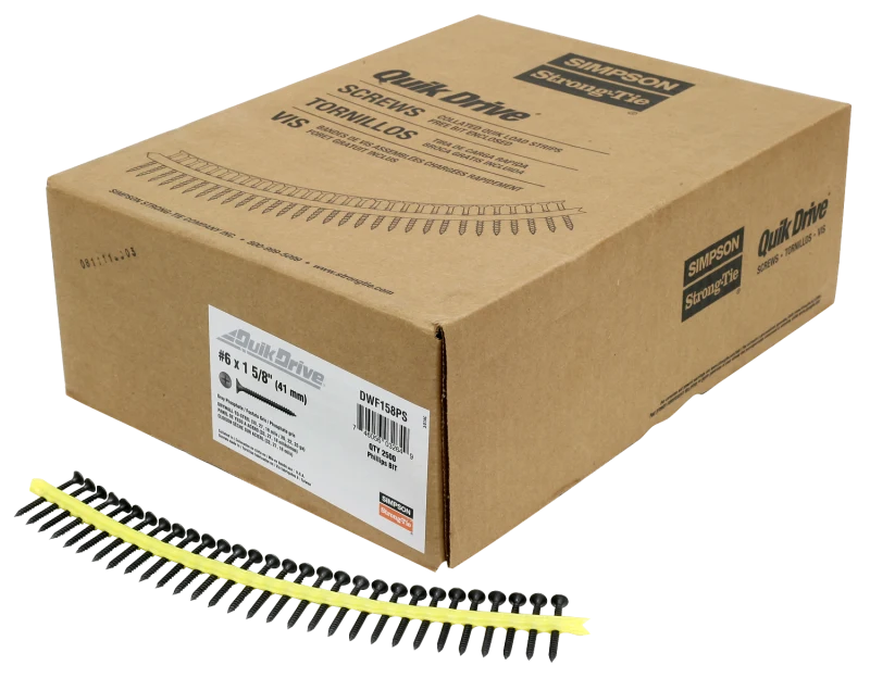 Simpson Strong-Tie DWF158PS DWF Drywall-to-CFS Screw (Collated) — #6 x 1-5/8 in. #2 Phillips Bugle Head (2500-Qty)