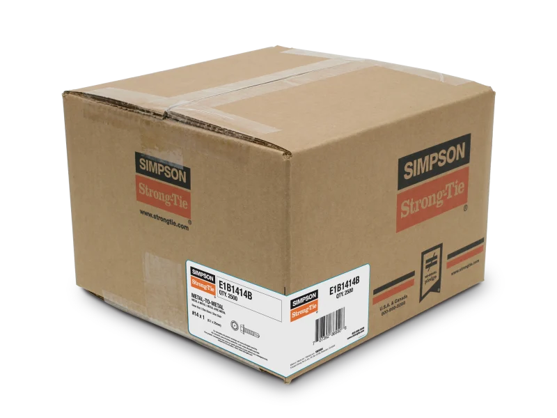 Simpson Strong-Tie E1B1414B Self-Drilling E Metal Screw — #14 x 1 in. 3/8-Hex, Clear Zinc (2500-Qty)