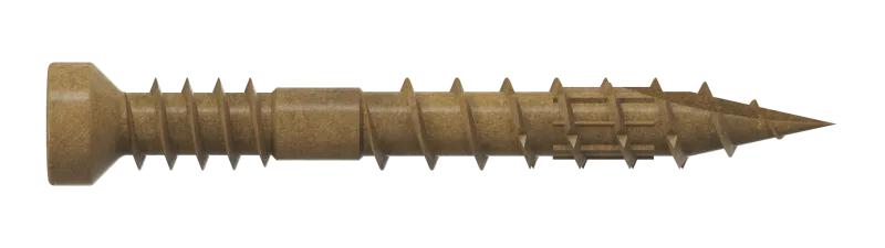 Simpson Strong-Tie FT07114R500 Finish Trim Screw — #7 x 1-1/4 in. T10, Trim-Head, Quik Guard®, Tan (500-Qty)