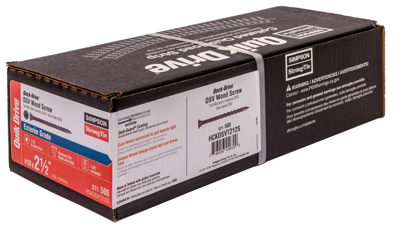 Simpson Strong-Tie HCKDSVT212S Deck-Drive™ DSV WOOD Screw (Collated) — #10 x 2-1/2 in. T25 6-Lobe, Tan (500-Qty)
