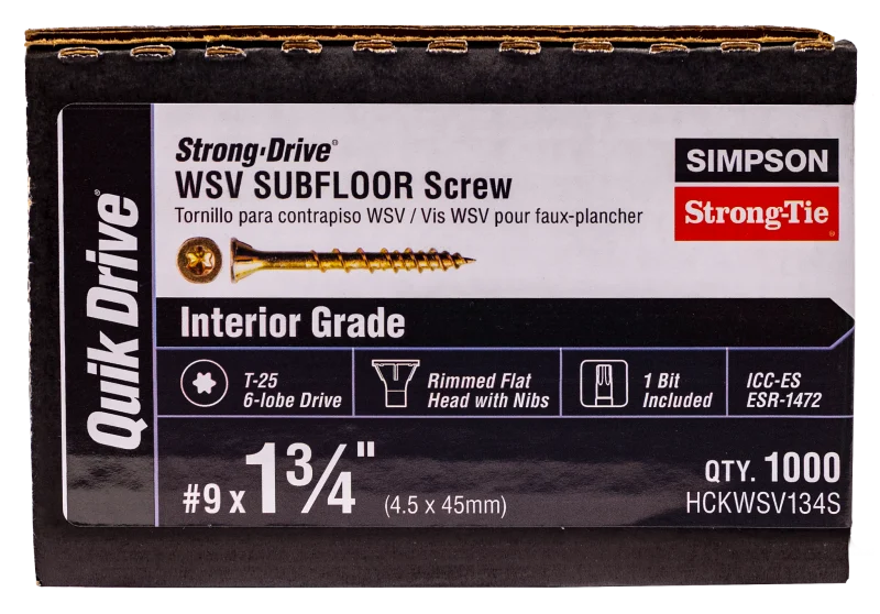Simpson Strong-Tie HCKWSV134S Strong-Drive® WSV SUBFLOOR Screw (Collated) — #9 x 1-3/4 in. T25, Yellow Zinc (1000-Qty)