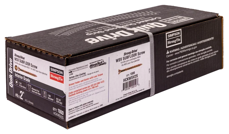 Simpson Strong-Tie HCKWSV2S Strong-Drive® WSV SUBFLOOR Screw (Collated) — #9 x 2 in. T25, Yellow Zinc (1000-Qty)
