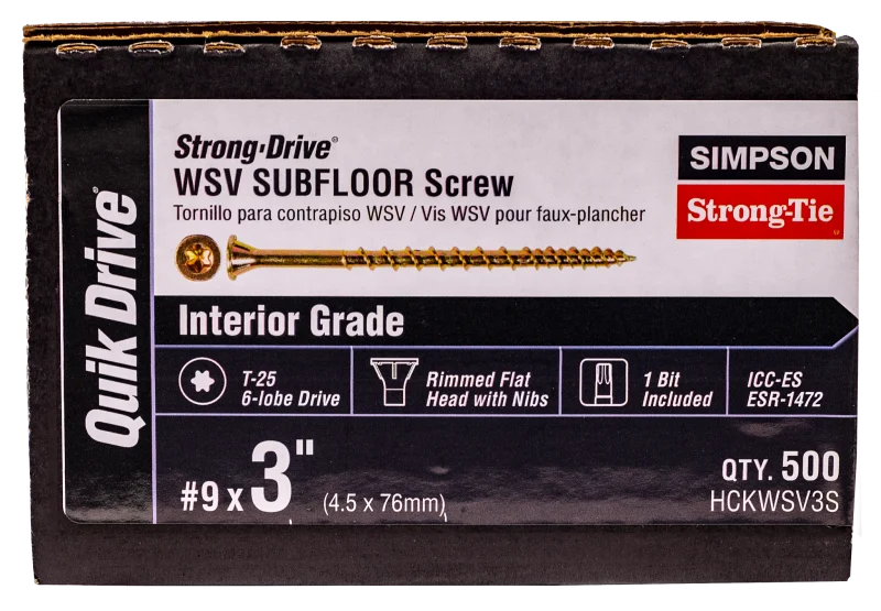 Simpson Strong-Tie HCKWSV3S Strong-Drive® WSV SUBFLOOR Screw (Collated) — #9 x 3 in. T25, Yellow Zinc (500-Qty)
