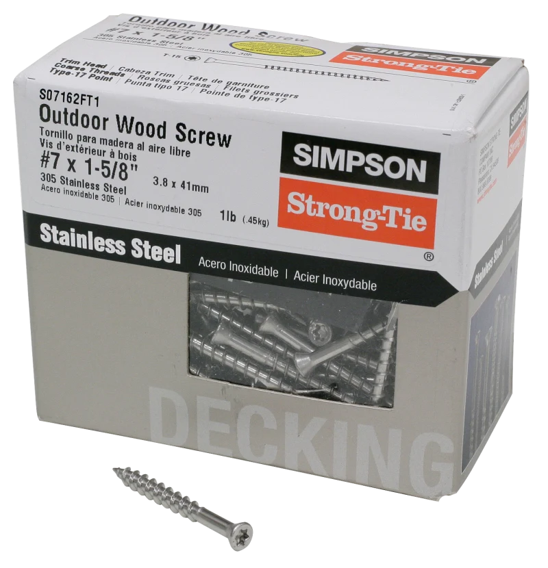 Simpson Strong-Tie S07162FT1 Trim-Head Screw, 6-Lobe Drive — #7 x 1-5/8 in. T-15 Type 305 (1 lb.)