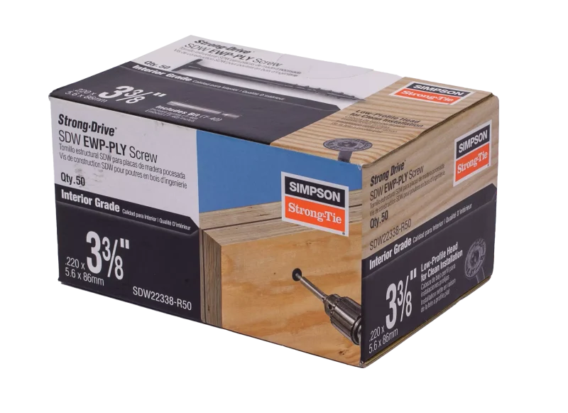 Simpson Strong-Tie SDW22338-R50 Strong-Drive® SDW™ EWP-PLY Screw — .220 in. x 3-3/8 in. T40 6-Lobe, E-coat® (50-Qty)