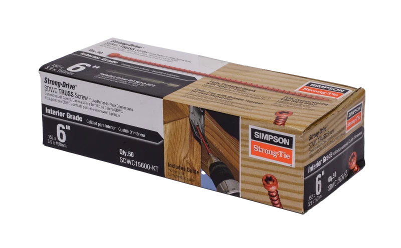 Simpson Strong-Tie SDWC15600-KT Strong-Drive® SDWC® TRUSS Screw — .155 in. x 6 in. T30 Clear-Zinc Coat, Orange (50-Qty)