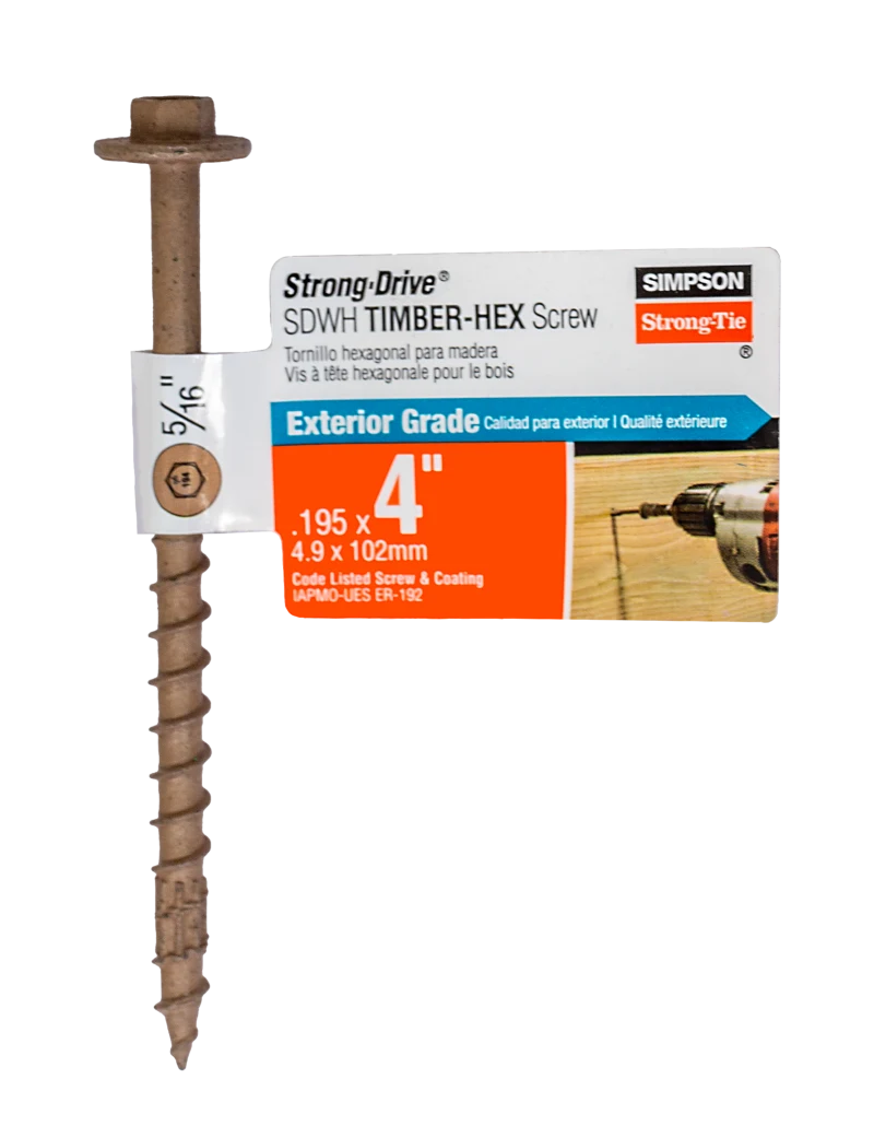 Simpson Strong-Tie SDWH19400DB-RP1 Strong-Drive® SDWH™ TIMBER-HEX Screw — 0.195 in. x 4 in. 5/16 Hex, DB Coating