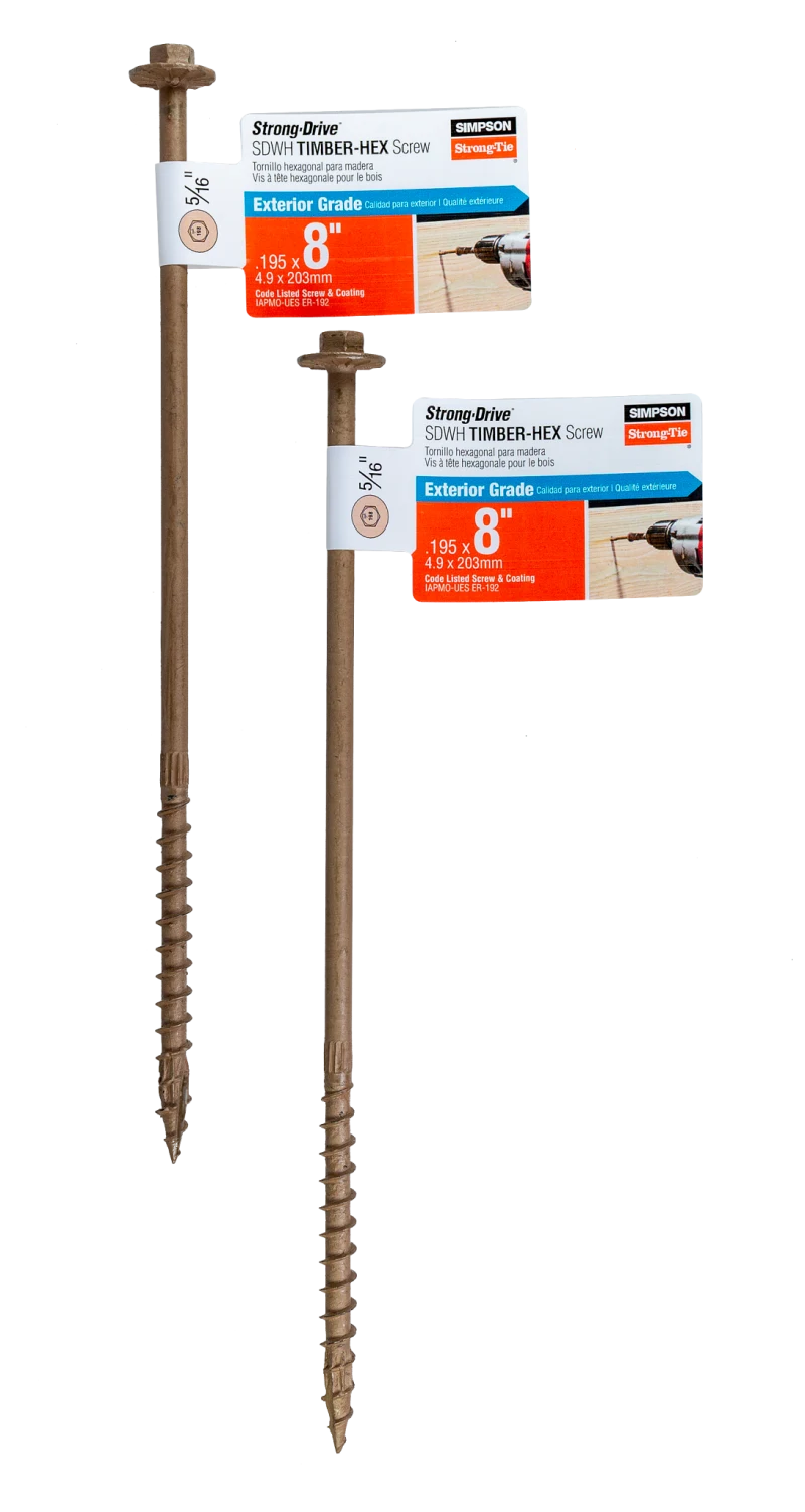Simpson Strong-Tie SDWH19800DB-RP1 Strong-Drive® SDWH™ TIMBER-HEX Screw — 0.195 in. x 8 in. 5/16 Hex, DB Coating