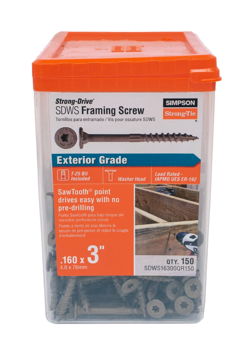 Simpson Strong-Tie SDWS16300QR150 Strong-Drive® SDWS™ FRAMING Screw — 0.160 in. x 3 in. T25, Quik Guard®, Tan (150-Qty) (Pack of 396)
