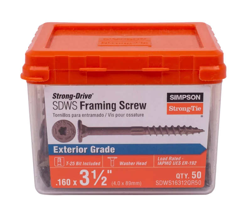 Simpson Strong-Tie SDWS16312QR50 Strong-Drive® SDWS™ FRAMING Screw — 0.160 in. x 3-1/2 in. T25, Quik Guard®, Tan (50-Qty)