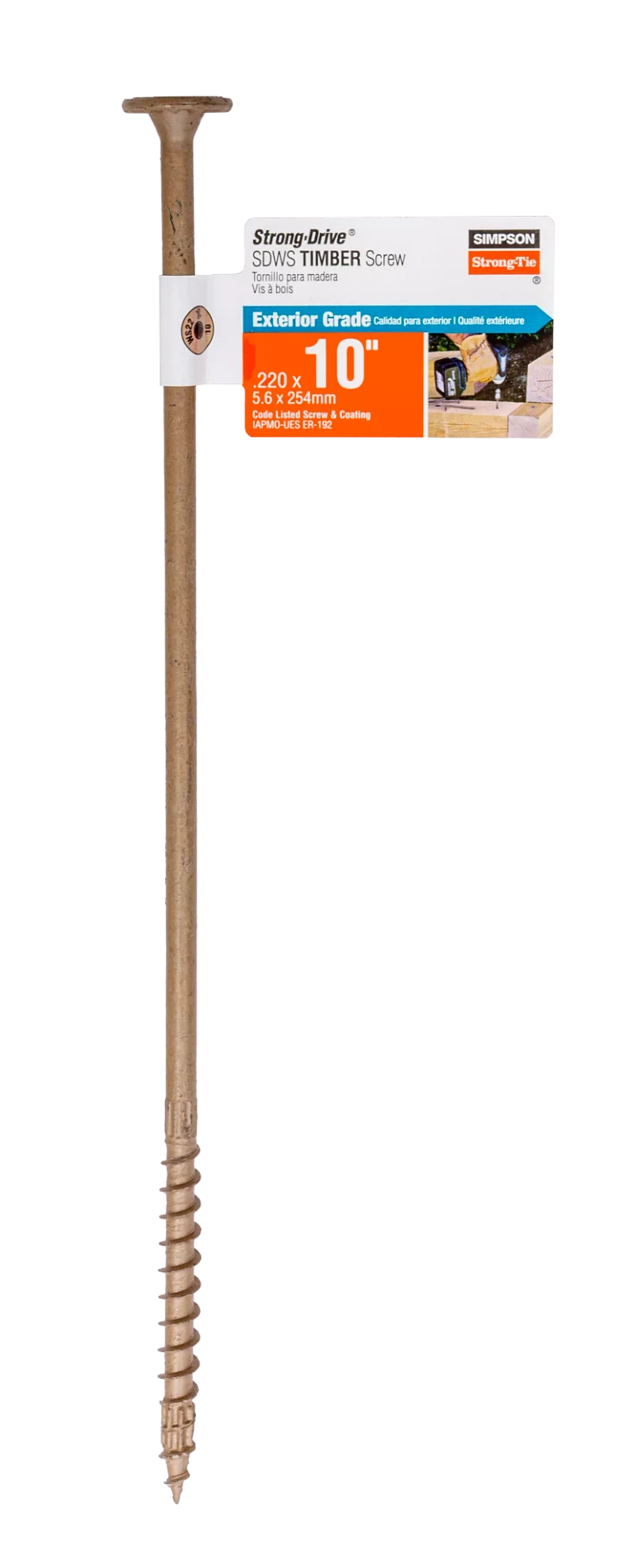 Simpson Strong-Tie SDWS221000DB-RP1 Strong-Drive® SDWS™ TIMBER Screw (Exterior Grade) — 0.220 in. x 10 in. T40, Tan