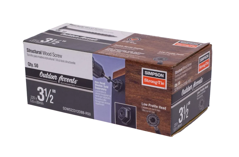 Simpson Strong-Tie SDWS22312DBB-R50 Outdoor Accents® Structural Wood Screw — .220 in. x 3-1/2 in. DB Coating, Black (50-Qty)