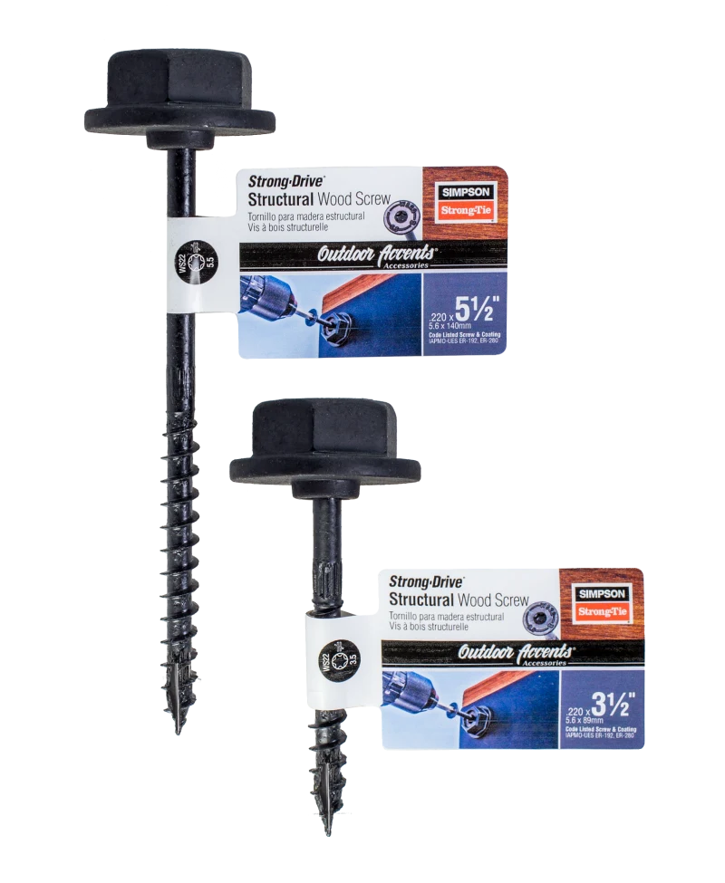 Simpson Strong-Tie SDWS22312DBB-RN1 Outdoor Accents® Structural Wood Screw — .220 in. x 3-1/2 in. DB Coating, Black w/Washer