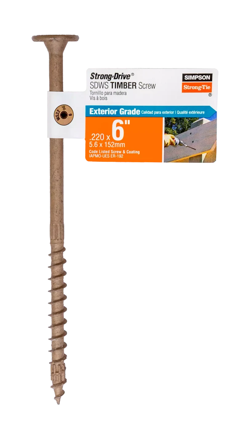 Simpson Strong-Tie SDWS22600DB-RP1 Strong-Drive® SDWS™ TIMBER Screw (Exterior Grade) — 0.220 in. x 6 in. T40, Tan