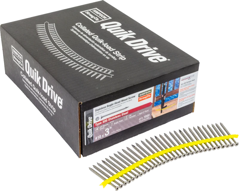Simpson Strong-Tie SS3DSC3BS Bugle-Head Wood Screw (Collated) — #10 x 3 in. #3 Square Drive, Type 305 (1000-Qty)