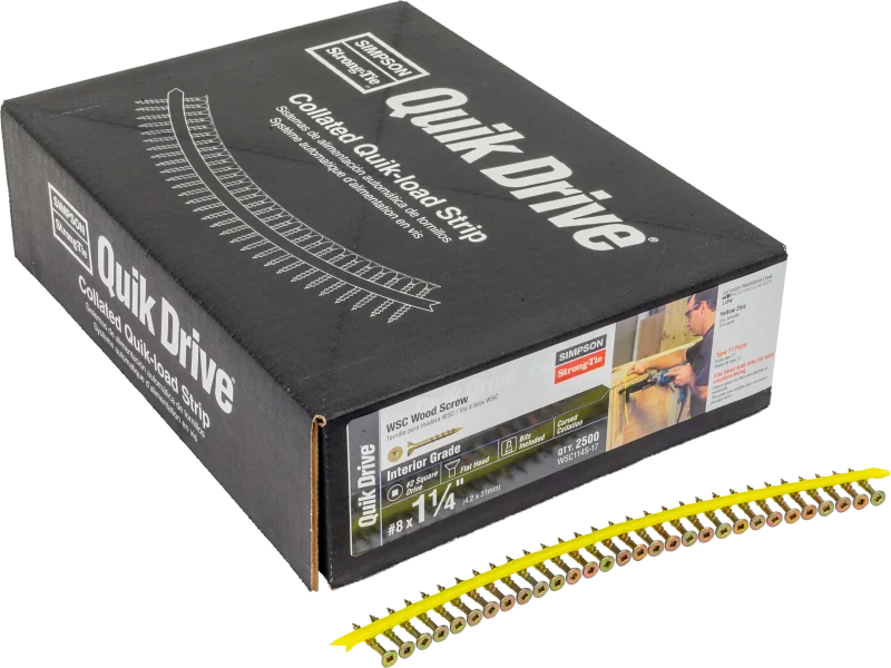 Simpson Strong-Tie WSC114S-17 WSC Wood Screw (Collated) — #8 x 1-1/4 in. #2 Square, Flat Head, Yellow Zinc (2500-Qty)